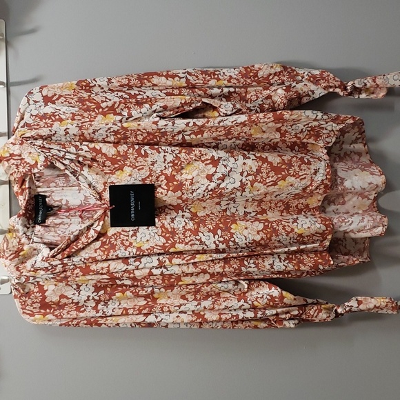 Cynthia Rowley NWT Puffed Raglan Three-quarter Sleeve Floral Top - Picture 1 of 6